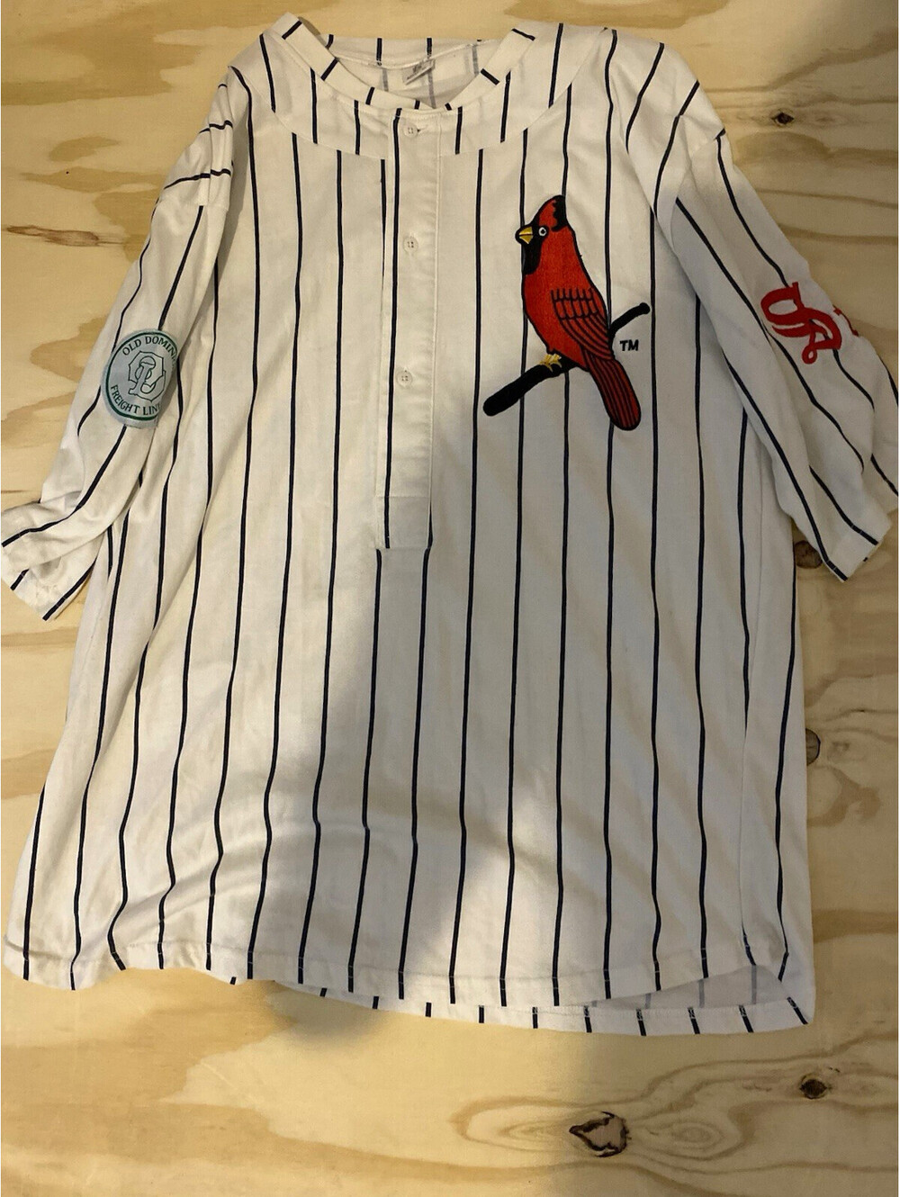 STL St. Louis Cardinals Pinstripe Baseball Jersey XL White Blue Red Bird Logo